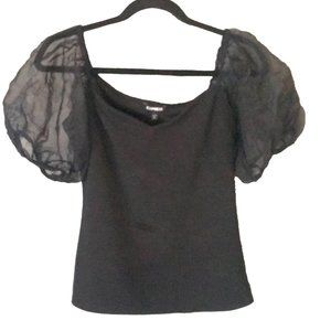 Princess Sleeve Black Sheer Express Top SZ S